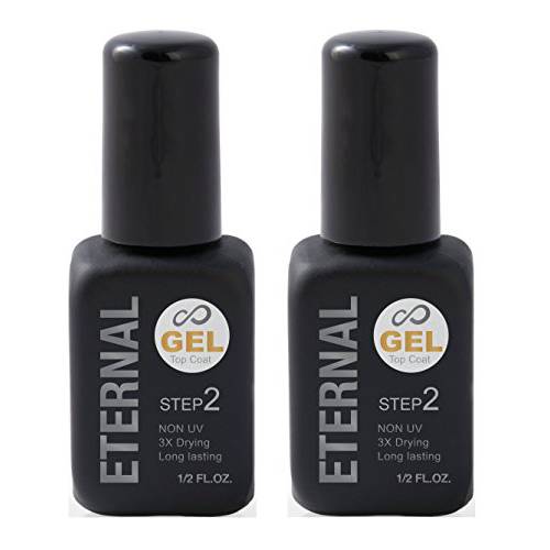 Eternal Top Coat Gel Nail Polish - 13.5 mL Hybrid Ultra Fast Drying & Long Lasting Gel Finish Top Coat with No UV Lamp Needed - Nail Color Protection and Gel-Like Finish Fingernail for Women – 2 Pack