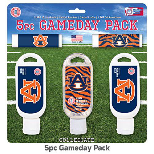 Worthy Promo NCAA Auburn Tigers 5-Piece Game Day Pack with 2 Lip Balms, 1 Hand Lotion, 1 Hand Sanitizer, 1 SPF 30 Sport Sunscreen
