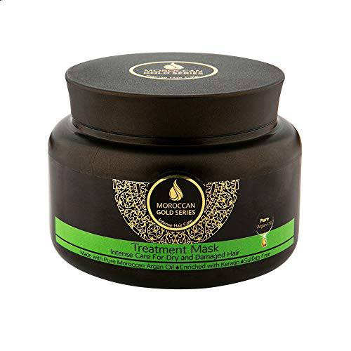 Moroccan Gold Series Treatment Mask – Deep Hydrating Argan Oil Hair Mask for Dry, Damaged, Color Treated and Curly Hair Enriched with Keratin – Sulfate Free Natural Hair Repair Treatment, 8.45oz