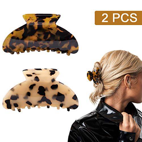 2PCS Hair Claw Banana Clips tortoise Barrettes Celluloid French Design Barrettes celluloid Leopard print Large Fashion Accessories for Women Girls