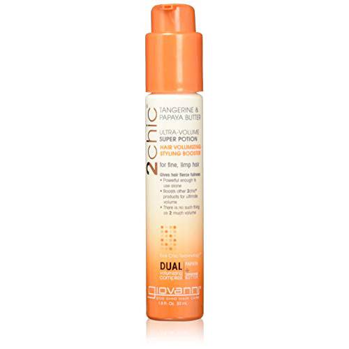GIOVANNI 2chic Ultra-Volume Super Potion, 1.8 oz. - Daily Volumizing Formula with Papaya & Tangerine Butter, Promotes Weightless Control for Fine Limp Thin Hair, No Parabens, Color Safe