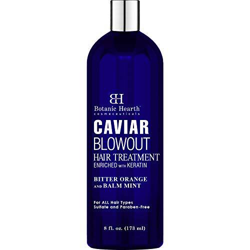 Botanic Hearth Caviar Corrective Blowout Hair Treatment - Keratin Enriched Heat Activated Anti Frizz Smoothing Formula - 8 fl oz