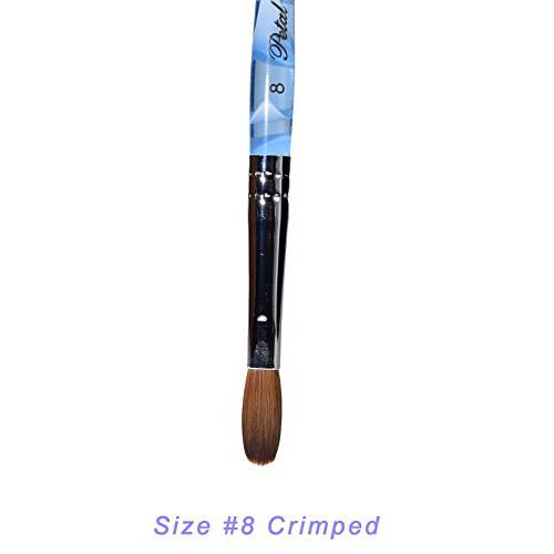 Blue Marble Petal Kolinsky Acrylic Manicure Powder Nail Brush (CRIMPED) - (Size 8)