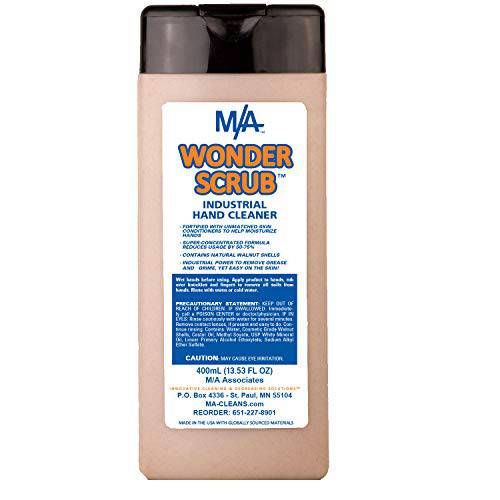 Wonder Scrub Industrial Hand Cleaner (400 ml & brush). Industrial Strength, Heavy duty for grease, grime, oil, paint,... The BEST mechanic’s hand cleaner on the market Patented Formula. Accept NO Substitutes