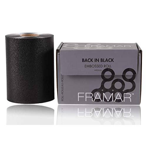 Framar Back in Black Embossed Roll Aluminum Foil, Hair Foils For Highlighting - Medium 320 ft