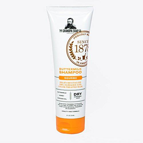 Buttermilk Shampoo by The Grandpa Soap Company | Unisex | Buttermilk, Honey & Avocado Oil | Nourish Dry or Damaged Hair | Clean Shampoo | Sulfate-Free | 8 Fl. Oz. Tube