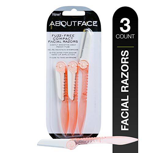 Facial Razor & Eyebrow Shaper By Kai About Face Products Products (3per Package) Fuzz Free Compact Razor, Removes Peach Fuzz On Cheeks, Chin or Forehead & Delicately Shapes Eyebrows