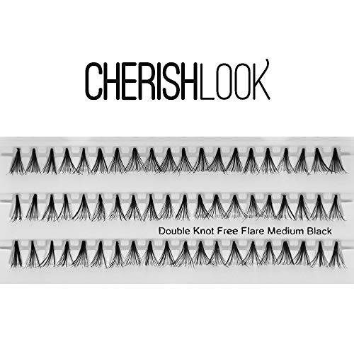 Cherishlook Professional 10packs Eyelashes - (Knot Free) Flare Black (Double Medium)