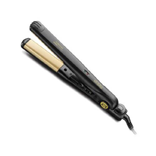 Andis 67410 Professional Curved Edge, 1-inch 450ºF High Heat Tourmaline Nano-Ceramic Hair Flat Iron with Dual Voltage and Auto Shut-off - Frizz-Free Ceramic Hair Straightener - Black/Gold