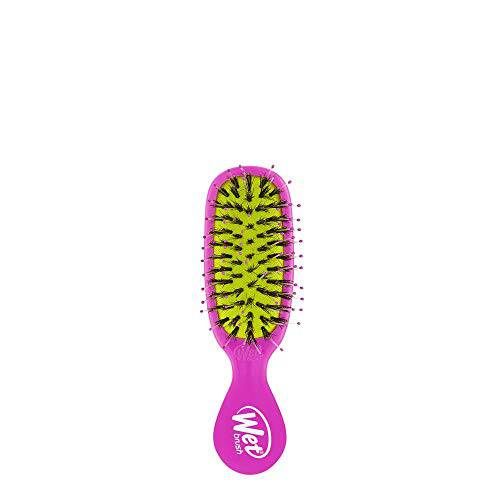 Wet Brush Hair Brush Mini Shine Enhancer Detangler with Flexible Boar Bristles, Hair Accessory Travel Comb for All Hair Types- (Pink Yellow), Standard