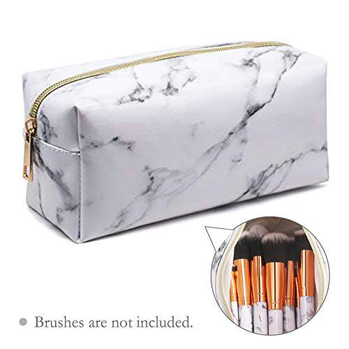 Marble Makeup Bag Travel Storage Cosmetic Bag Small Portable Pouch with Gold Zipper Pencil Case for Women Makeup Brush Bag (7.5x3.5x2.8)