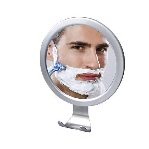 MGLIMZ Shower Mirror Fogless for Shaving with 4 Suctions, Razor Holder, Anti Fog Shaving Mirror for Shower Bathroom Wall Mounted, Fog Free Travel Mirror for Men,Stainless Steel Frame(Square)