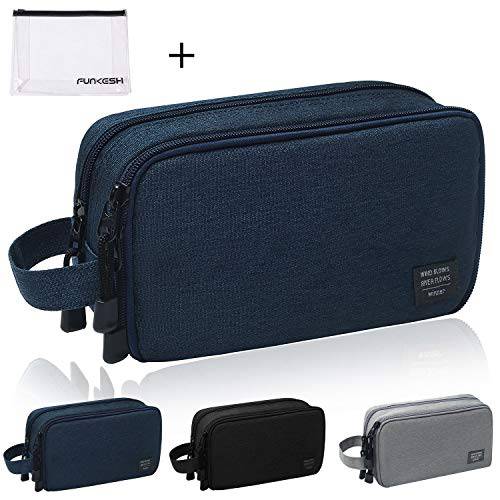 Mens Toiletry Bag Waterproof Organizer Bag Travel Shaving Dopp Kit Perfect Travel Accessory Gift (Dark Blue)