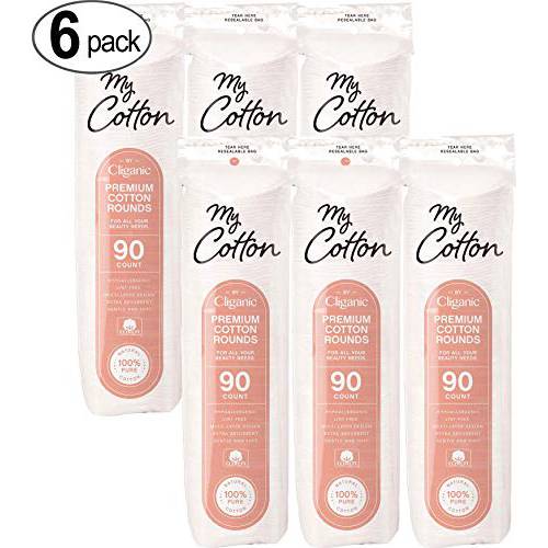 My Cotton Premium Cotton Rounds for Face (540 Count) | Makeup Remover Pads, Hypoallergenic, Lint-Free | 100% Pure Cotton