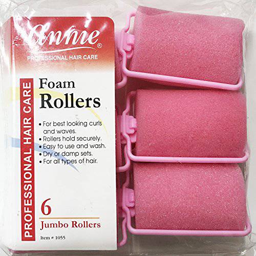 Annie Classic Foam Cushion Rollers 1055, 6 Count Orange Jumbo 1-1/2 Inch (3 Pack)
