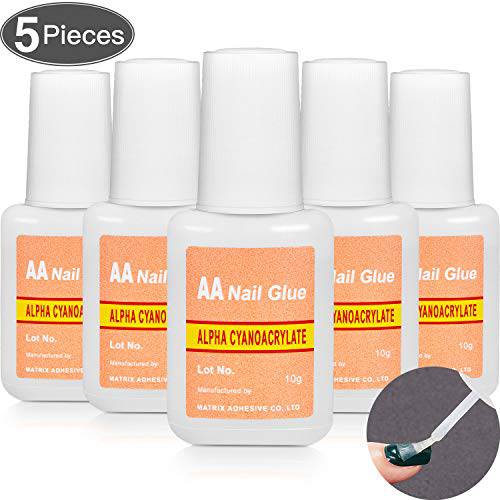 Adhesive False Nail Glue Brush-On Nail Glue Quick Nail Glue for Nail Make Up Supplies (5 Packs)