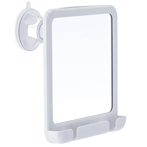 MIRRORVANA Fogless Shower Mirror for Shaving with Razor Holder, Strong Suction and 360° Swivel, Shatterproof and Anti Fog Design, 8-Inch x 7-Inch (White)