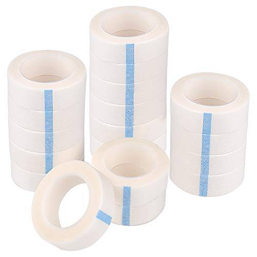 TUPARKA 18 Pack Eyelash Tape White Paper Fabric Tape for Eyelash Extension Supply, 0.5 Inch x 10 Yard Each Roll