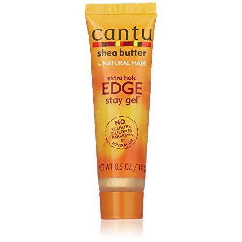 Cantu Shea Butter for Natural Hair Extra Hold Edge Stay Gel 0.5oz, 0.5 Oz