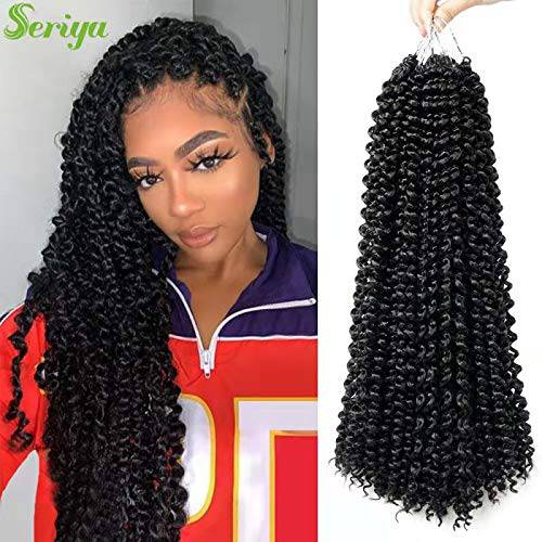 Passion Twist Hair 18 inch 22Strands Water Wave Hair For Butterfly locs Synthetic Passion Twist Braiding Hair Crochet Braids for Black Women (Pack of 6,1B)