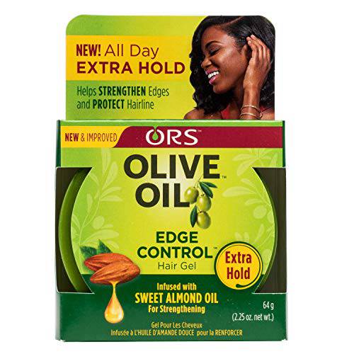 ORS Olive Oil Style & Sculpt Edge Control Hair Gel, Strengthens Edges and Protects Hairline, Extra Hold (2.2 oz).