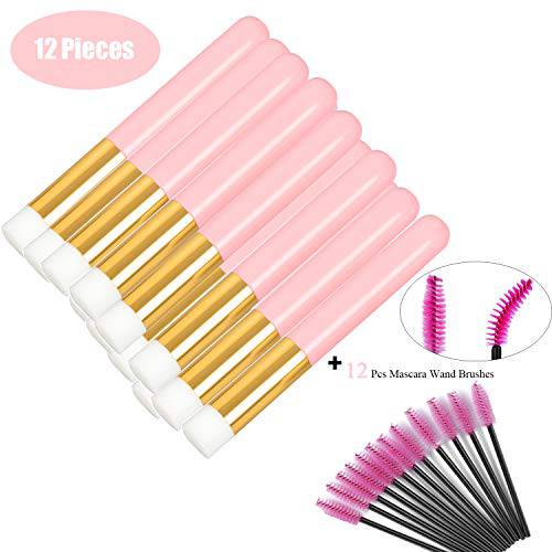 12 Pcs Eyelash Cleaning Brush Lash Extension Cleanser Shampoo Soft Makeup Brushes for Blackhead Remover Tool Nose Washing with a Dozen Mascara Brushes Wands (Pink)