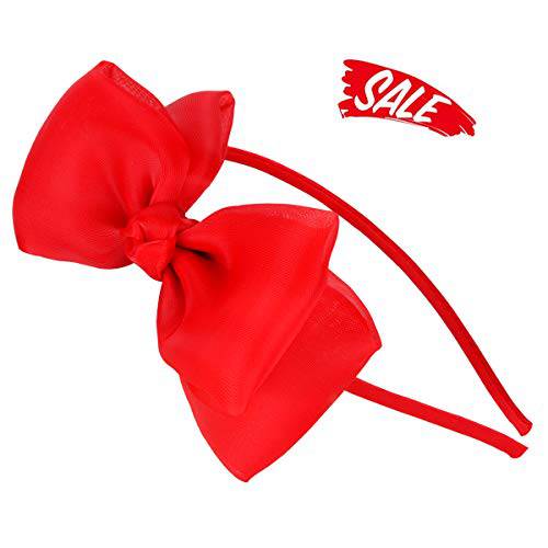 HoveBeaty Bow Hairband Soft Elastic Lace Bowknot Headband for Women and Girls, Perfect Hair Accessories for Party and Cosplay (Red)