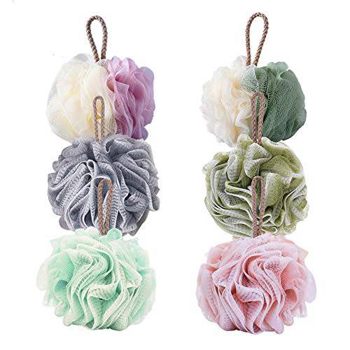 Bath Shower Sponge Loofahs, Body Scrubber Mesh Pouf Ball, Exfoliate, Cleanse, Soothe Skin (Mixed Color)