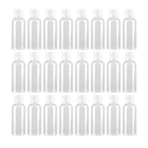 2 Ounce/60ml Plastic Empty Bottles with Flip Cap, Refillable Cosmetic Bottles, Air Flight Travel Bottles for Shampoo, Liquid Body Soap, Toner, Lotion, Cream - Clear - Set of 25