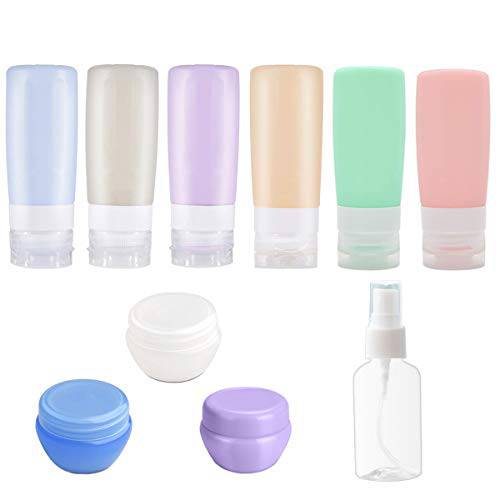 10Pack Travel Bottles Set -3Oz Leakproof Silicone Travel Bottles, Squeezable Travel Size Containers, TSA Approved Travel Toiletry Bottles, Travel Containers for Toiletries for Shampoo Lotion Soap