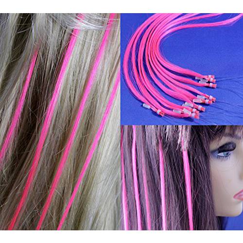 18 inch Micro Rings Loop Human Hair Extensions /10 Strands/ Pink