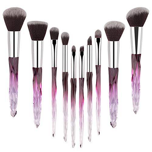 Professional Make Up Brush 10pcs Soft Bristles Hair Makeup Brushes Eyeliner Eyebrow Lip Contour Blending Brush Set (Purple)