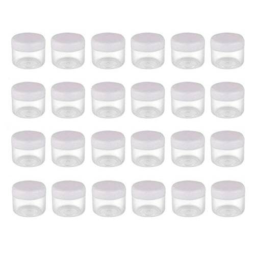 50PCS 20G/ML 0.7oz Empty Refill Clear Plastic Sample Cosmetic Bottle Jar Pots Eyshadow Packing Storage Container With White Screw Lid for Travel Make Up Cream Lotion Nails Powder Gems Beads Jewelry