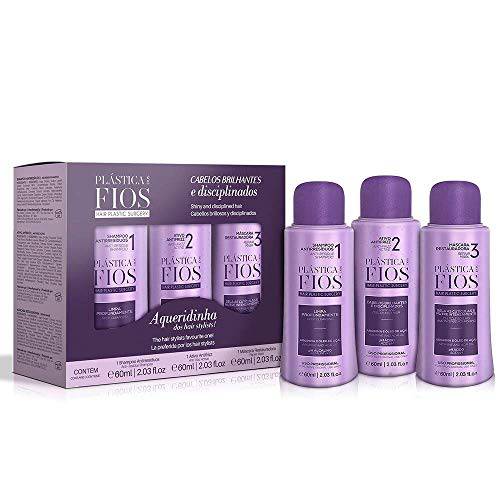 Cadiveu - Plastica Dos Fios Brazilian Keratin Hair Smoothing System Anti Frizz Active, Anti Residue Shampoo And Repair Mask - The Best Treatment System - (3x60 ML) (Set of 3)