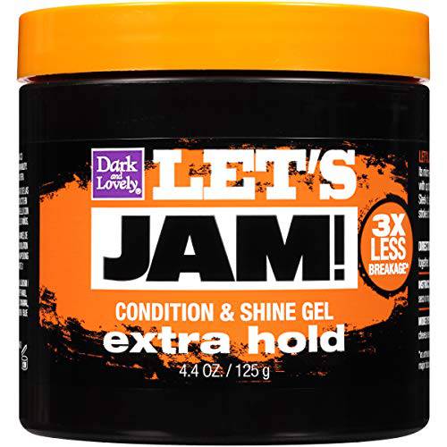SoftSheen-Carson Let’s Jam Shining and Conditioning Hair Gel by Dark and Lovely, Extra Hold, All Hair Types, Styling Gel Great for Braiding, Twisting & Smooth Edges, Extra Hold, 4.4 oz