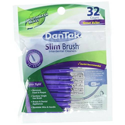 Dentek Slim Brush 32 Count Deep Clean Tight Teeth (6 Pack)