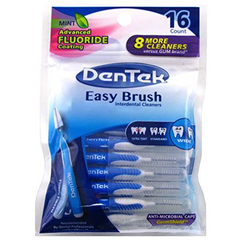 DenTek Easy Brush Wide Interdental Cleaners 16 Count (Pack of 6)