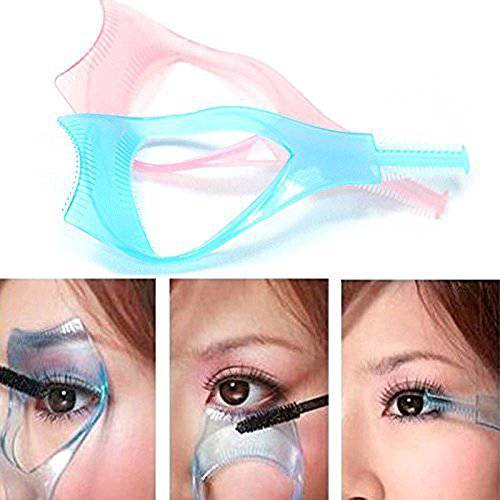 2pcs Eyelash Makeup Tool Upper Lower Eye Lash Mascara Guard Applicator Guide Helper with Eyelash Comb(Random Color)