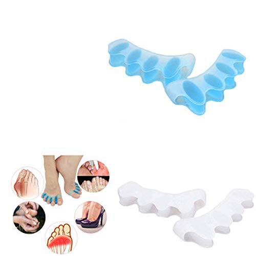 Gel Toe Separator for Bunion, BCorrector, Toe Spacers, Toe Stretchers Straightener for Hummer Toes, Massage Balls, Plantar Fasciitis Relief, Quickly Foot Pain Relief, Hard & Soft Combo-2 Pairs