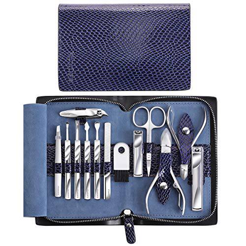 FAMILIFE Manicure Set Nail Kit 12 in 1 Pedicure Kit Manicure Kit Nail Clipper Set Valentines Day Gifts for Women Men Professional Manicure Pedicure Set Stainless Steel with Portable Luxury Travel Case