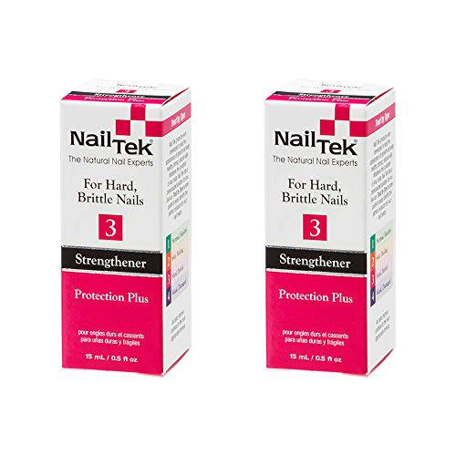Nail Tek Protection Plus 3, Nail Strengthener for Hard and Brittle Nails, Prevent Nails From Cracks, Chips, and Unsightly Ridges, 0.5 oz, 2-Pack