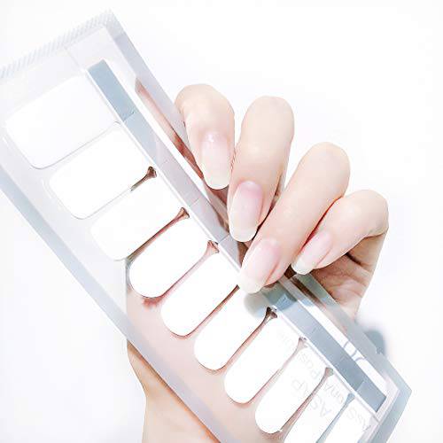 LIHI COLOR Lab Latest 22PCS Adhesion Nail Art Transfer Decals Sticker French Gradient Glitter Series DIY Nail Polish Strips ,Nail Wraps, 100% Real Nail Polish Applique for Manicure,BC310 Eggwhite