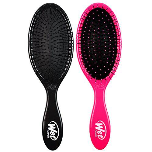 Wet Brush Original Detangler Hair Brush - Pink and Black (Pack of 2) - Exclusive Ultra-soft IntelliFlex Bristles - Glide Through Tangles With Ease For All Hair Types - For Women, Men, Wet And Dry Hair