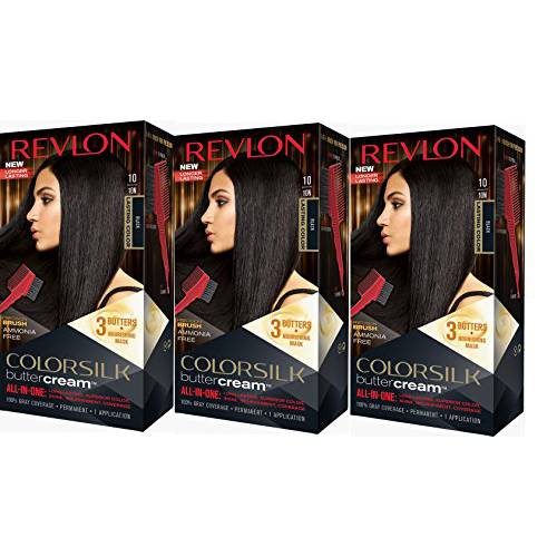 Revlon Colorsilk Buttercream Hair Dye, Black, Pack of 3