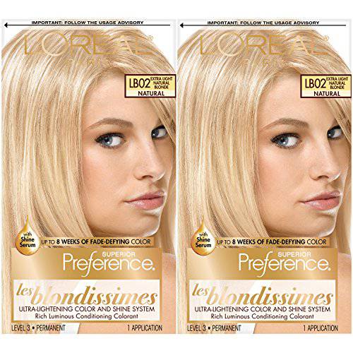 L’Oreal Paris Superior Preference Fade-Defying + Shine Permanent Hair Color, Extra Light Natural Blonde, Pack of 2, Hair Dye