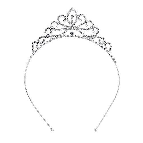 OUFO Crystal Tiara for Girls Sliver Flower Girl Princess Crystal Tiara Crown For Birthday Party