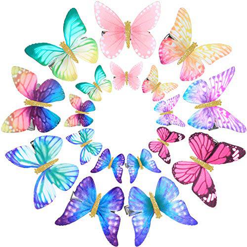 18 Pieces Butterfly Hair Clips Glitter Barrettes Butterfly Snap Hair Clips for Teens Women Hair Accessories (Style Set 1)