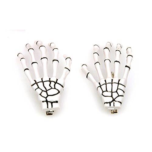 Geoot 1 Pair Trendy Women Skeleton Hand Bone Claw Punk Hair Clip (white)