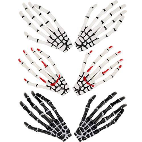 6 Pieces Skeleton Hands Bone Hair Clips Claws Skull Hand Hair Clip Hairpin Zombie Punk Rock Horror Hair Clip for Women Girls Hair Accessories (Classic Color)
