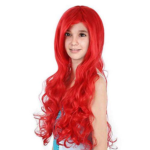Joy Join Little Girls Princess Mermaid Costume Red Wigs for Little Girls Birthday,Halloween,Christmas Party